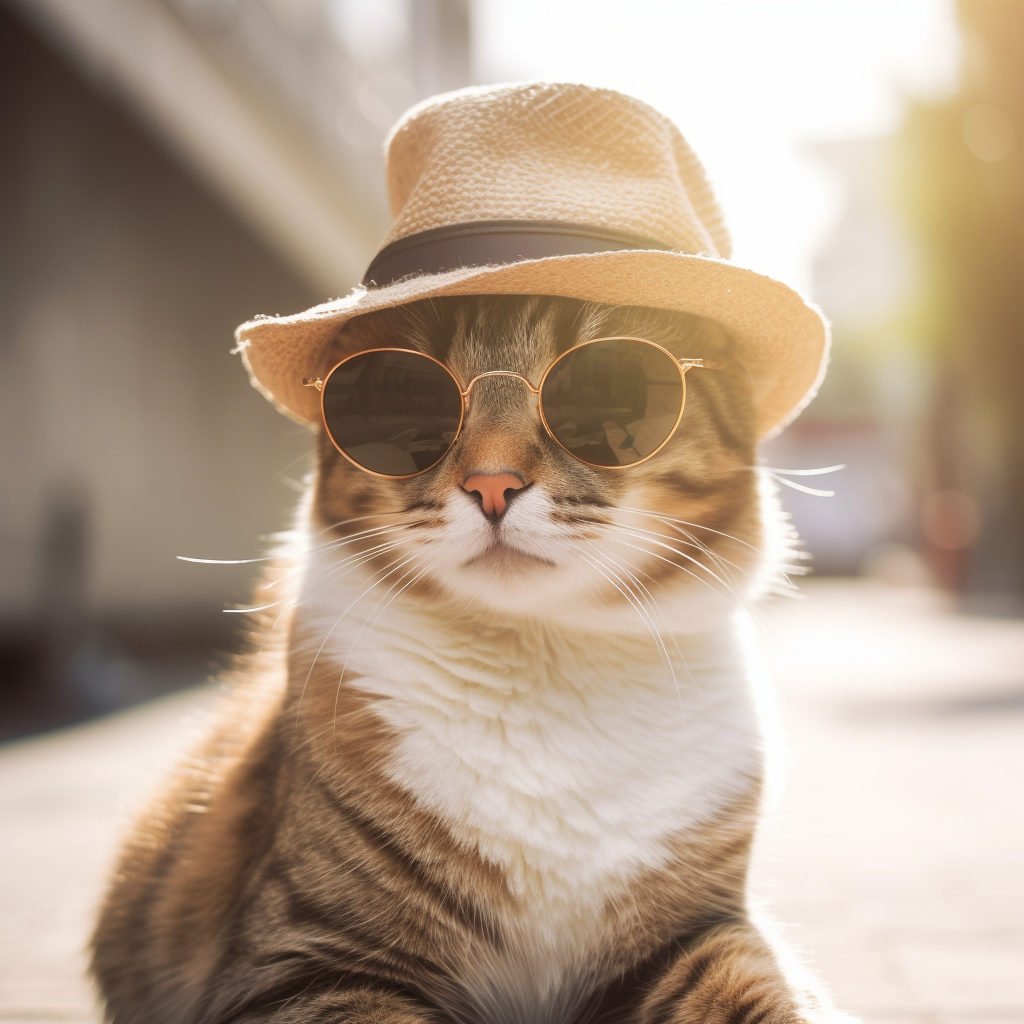 戴着帽子和墨镜的猫